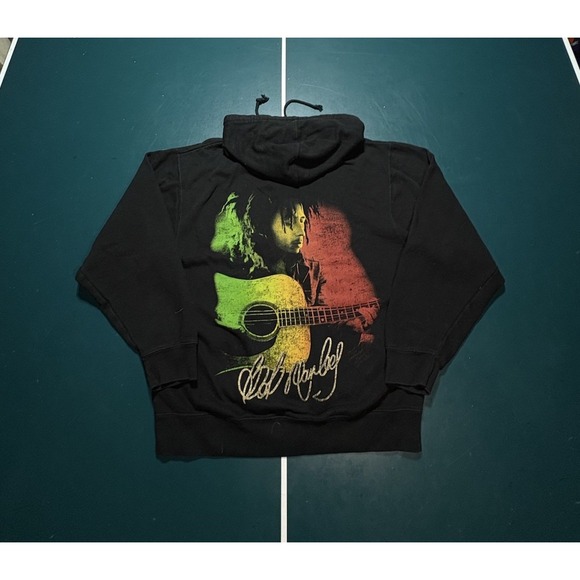 Vintage Bob Marley Full Zip Hoodie Sweatshirt Mens Medium Graphic Reggae Rasta - Picture 1 of 9
